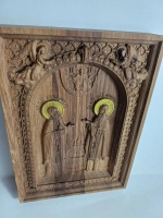 Освященная Икона Святые Петр и Февронья Муромские дуб 14х19