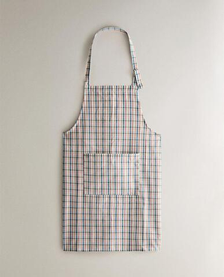 ZARA HOME ФАРТУК ИЗ ХЛОПКА В КЛЕТКУ, СИНИЙ