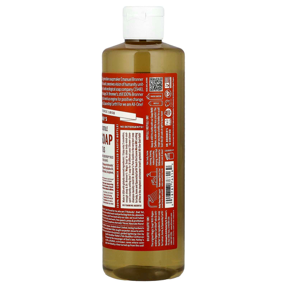 Dr. Bronner's, Чистое кастильское мыло из конопли 18-в-1, эвкалипт, 16 жидких унций (473 мл)