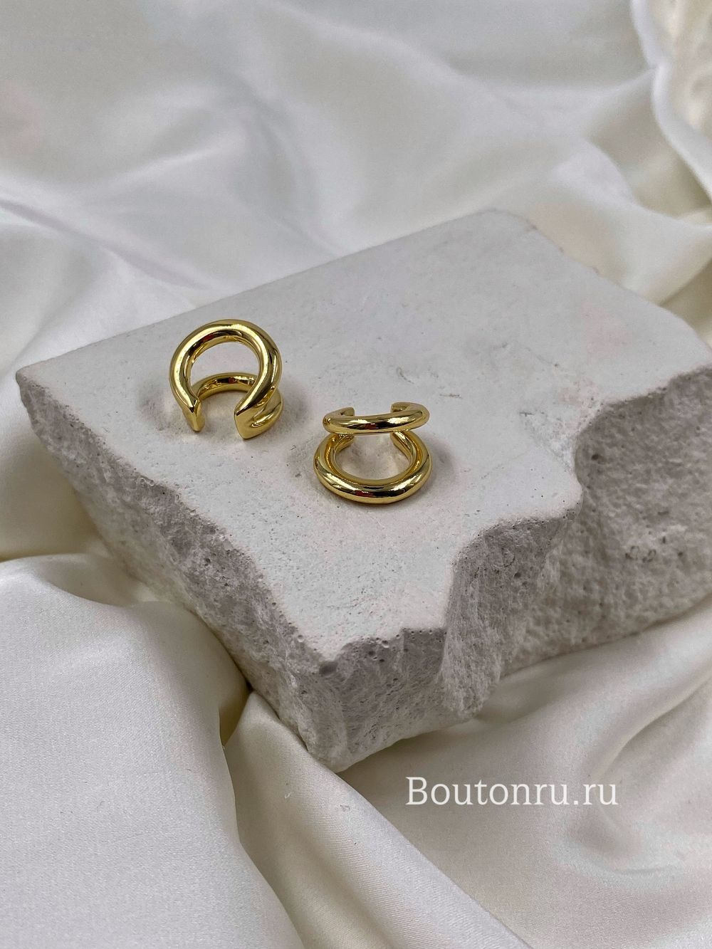 Серьги каффы золотые двойные