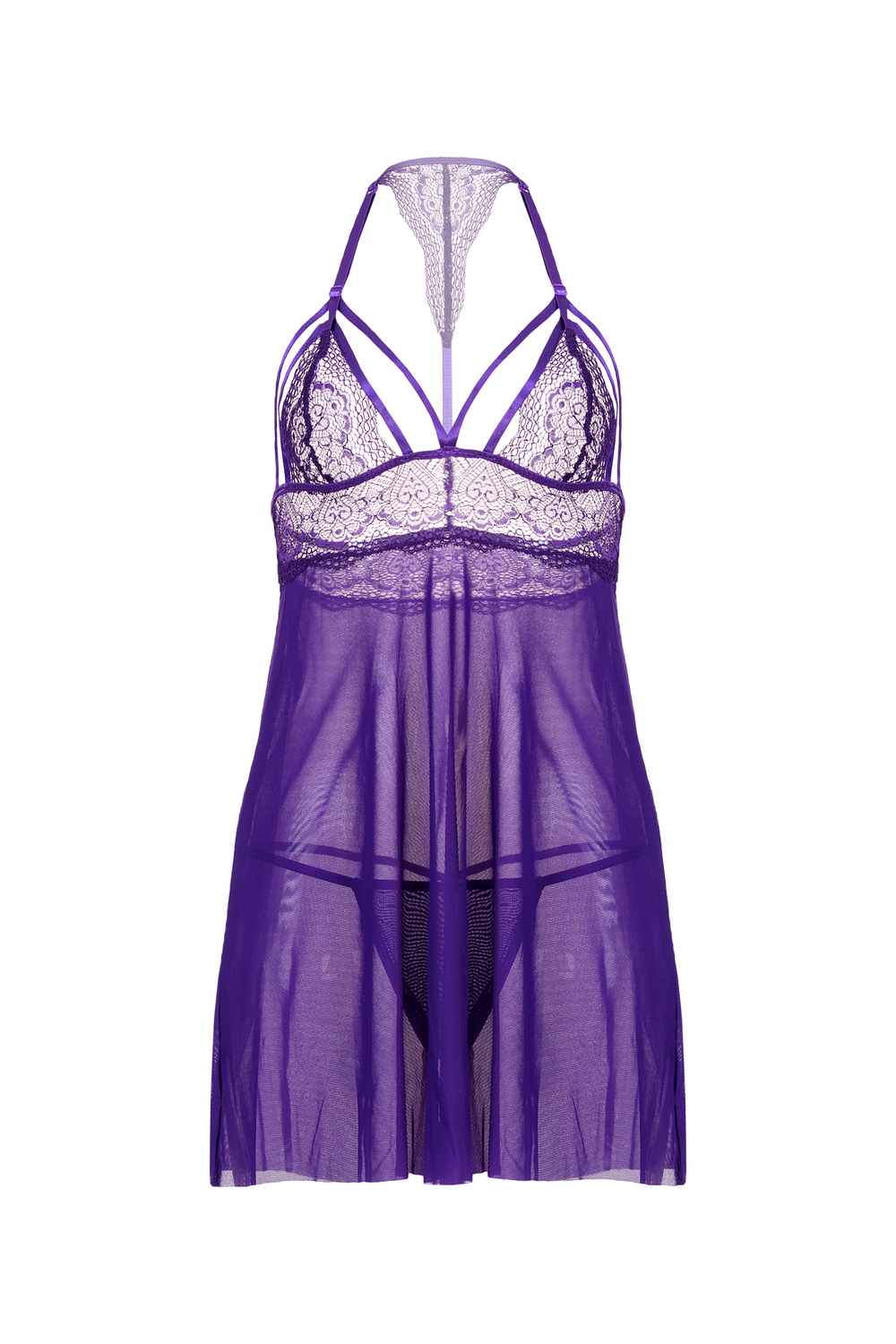 Комбинация и стринги Candy Girl Nevaeh фиолетовые XL