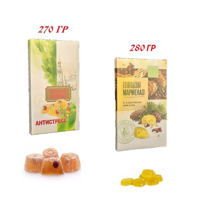 Мармелад Вологодский - Антистресс 270 гр и с Кедровым орехом 280 гр