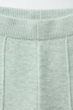 ZARA ТРИКОТАЖНЫЕ БРЮКИ WIDE LEG, СВЕТЛО-ЗЕЛЕНЫЙ