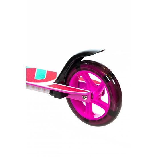 Складной двухколёсный самокат со светящимися колёсами и платформой Micar Flash 145 розовый