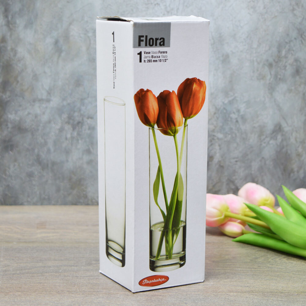 Ваза для цветов цилиндр Н26 D10 травинка роспись 188/06