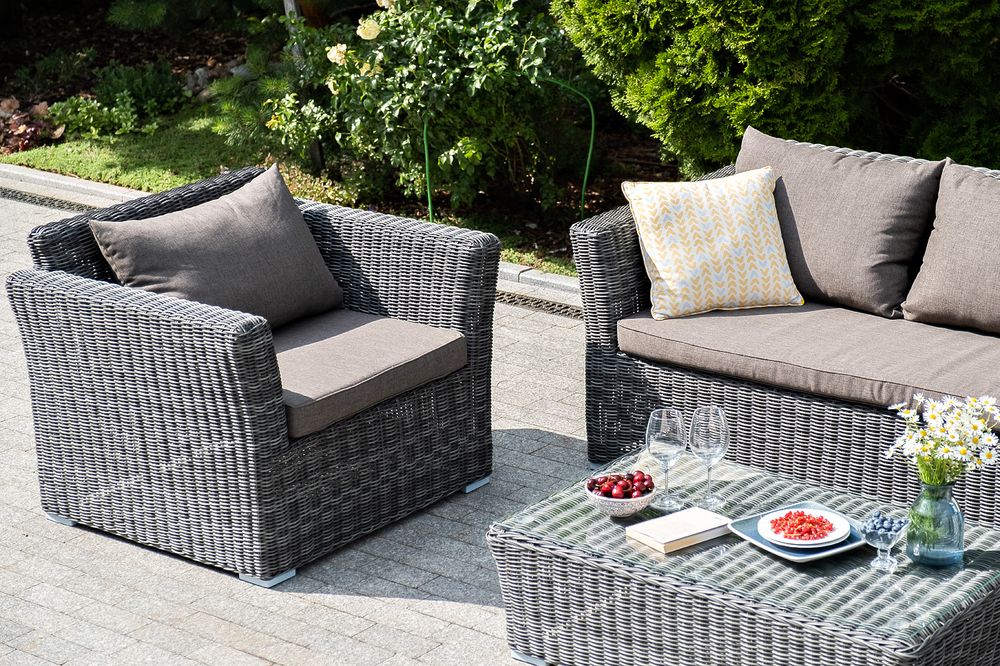 "Капучино" лаунж-зона из искусственного ротанга, цвет графит