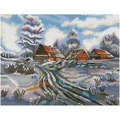 Almaz qaşlarla mozaika \ Алмазная мозаика \ Diamond painting Алмазная мозаика ТРИ СОВЫ "Зима в деревне", 40*50см, холст на деревянном подрамнике, картонная короб