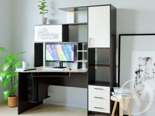 Стол компьютерный КЛ №6.0 левый (венге/дуб молочный)