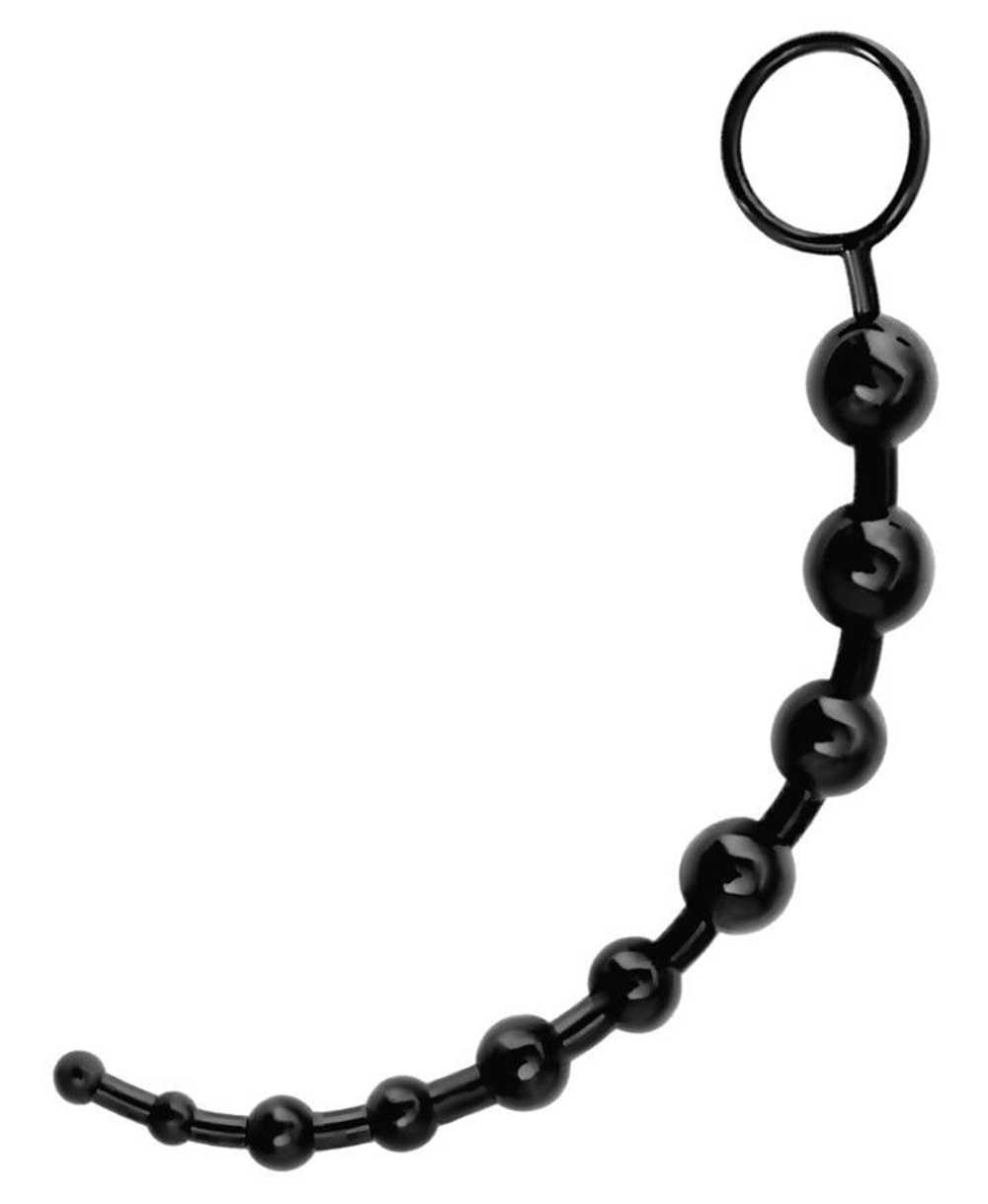Чёрная гибкая анальная цепочка Black&Red - 31 см. (Цвет: черный)