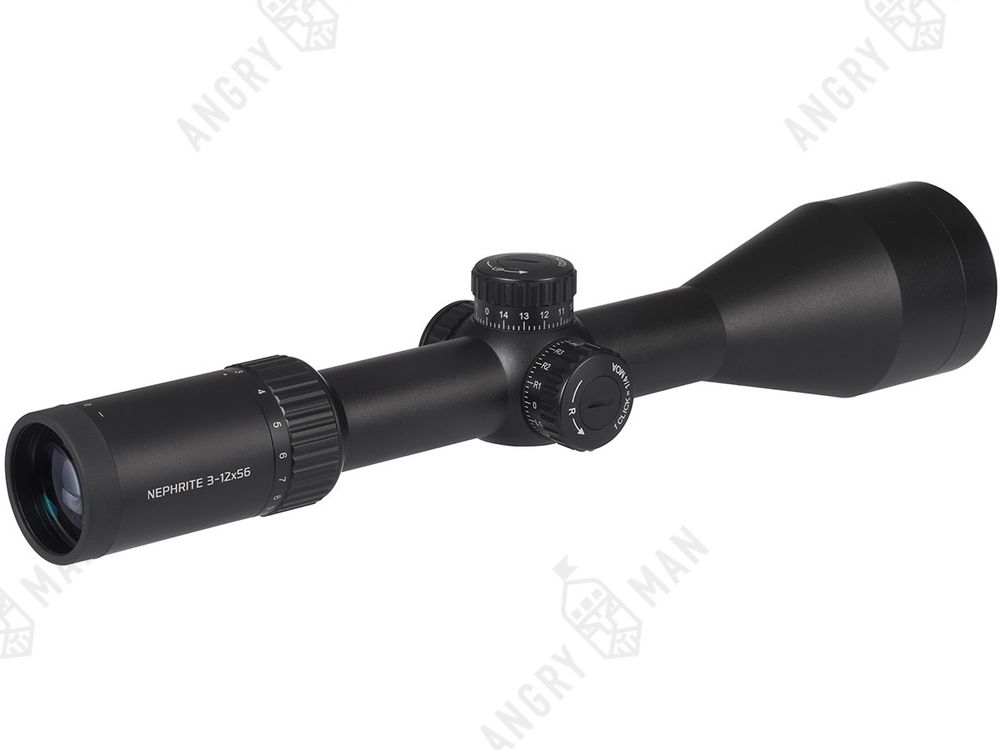Прицел Nephrite 3-12x56, сетка 61 (Half MD), подсветка красная, 30мм, 1/4 МОА, 785г, Gaut