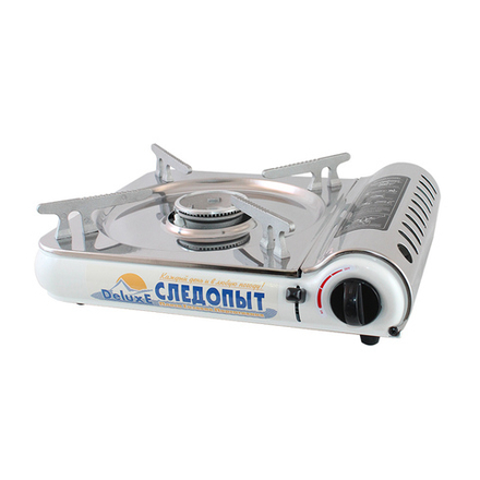 Плита наст. газовая &quot;СЛЕДОПЫТ - DeluxE&quot;, (с подогревом) нерж. сталь/6/