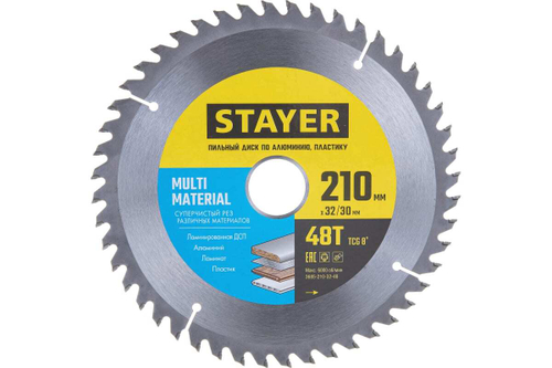 Диск пильный по алюминию STAYER Multi Material 210х32/30 мм, 48Т 3685-210-32-48