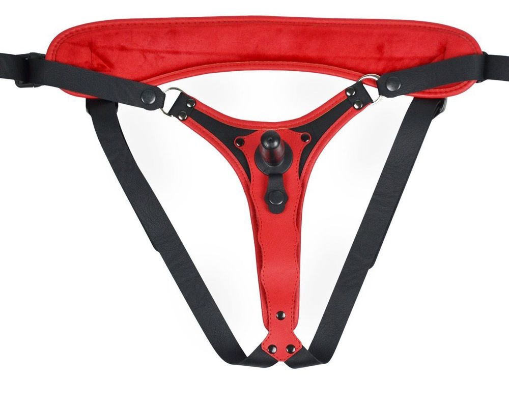 Красно-черный женский пояс с 2 способами крепления насадок (Цвет: красный с черным)