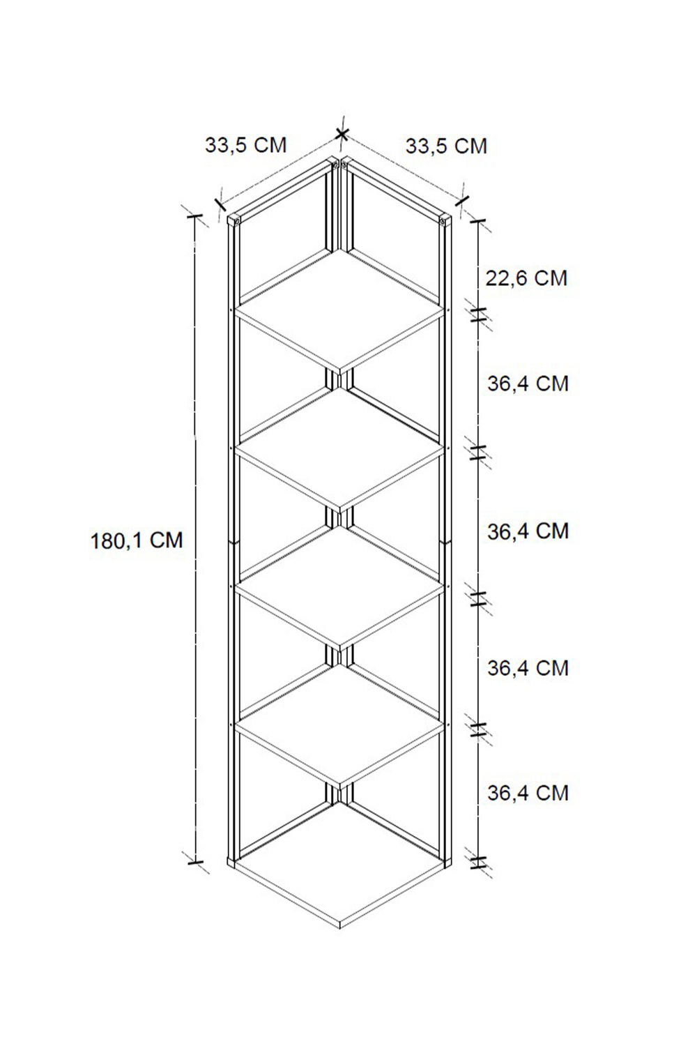 Угловой стеллаж SELANIK 180х35 - белый