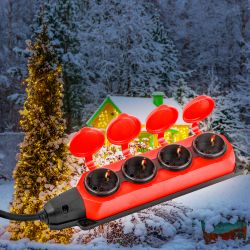 Удлинитель силовой ЭРА UK-4e-3x1,5-30m-IP44(KG) с заземлением 4 розетки каучук 30м КГ 3х1,5мм2 IP44 | Силовые удлинители