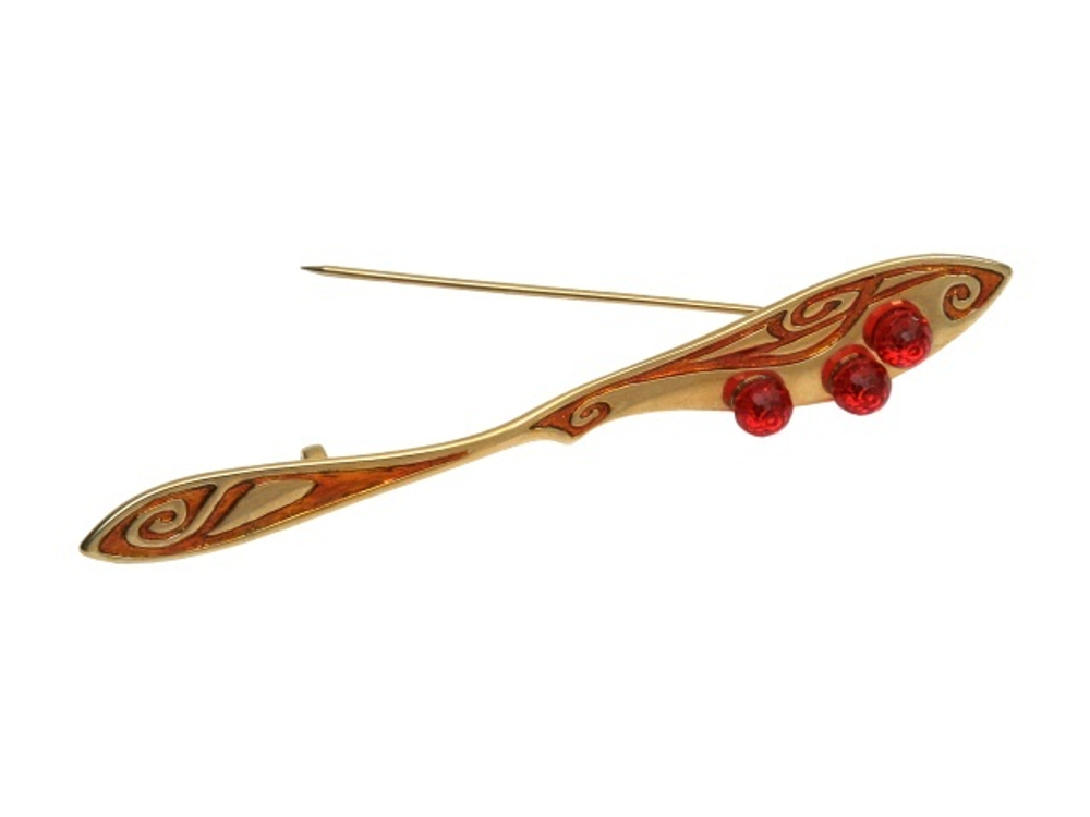 "Икорный нож" брошь в золотом покрытии из коллекции "Приятного аппетита" от Jenavi с замком булавка