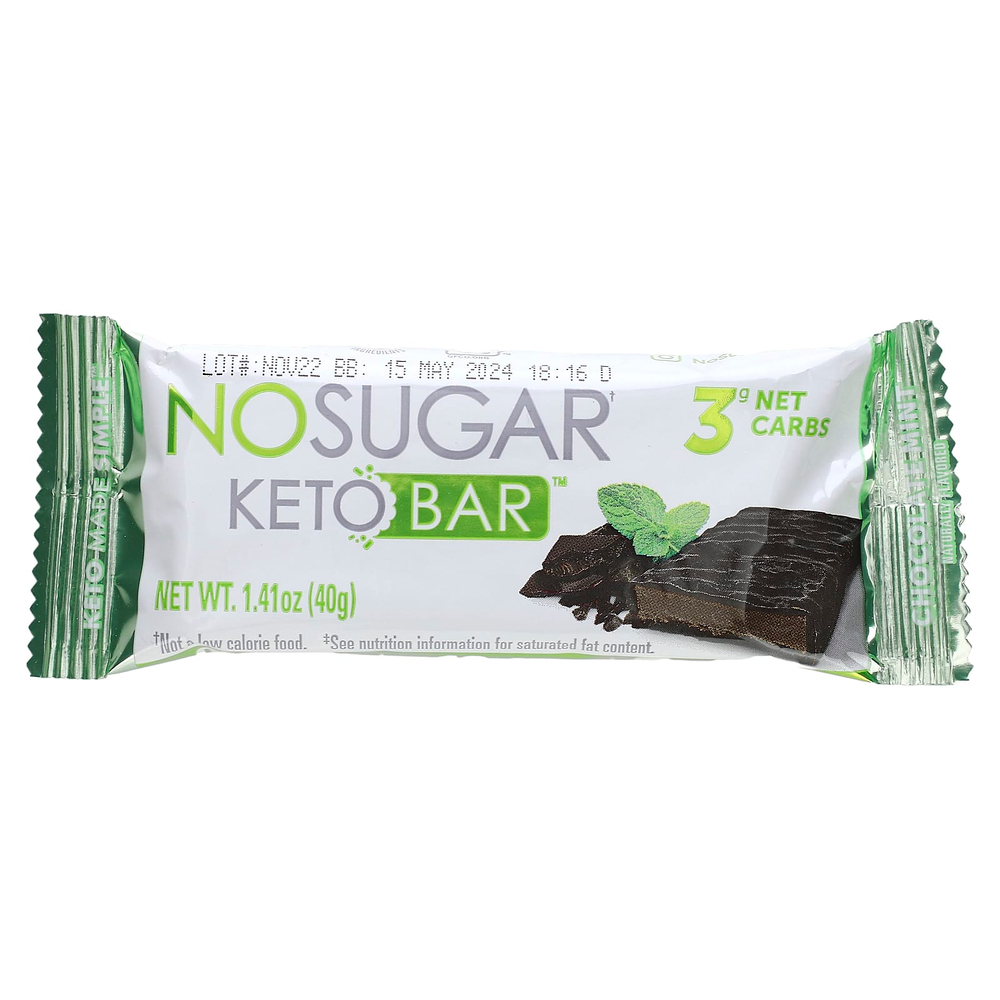 No Sugar Company, Keto Bar™, шоколад и мята, 12 батончиков, по 40 г (1,41 унции)