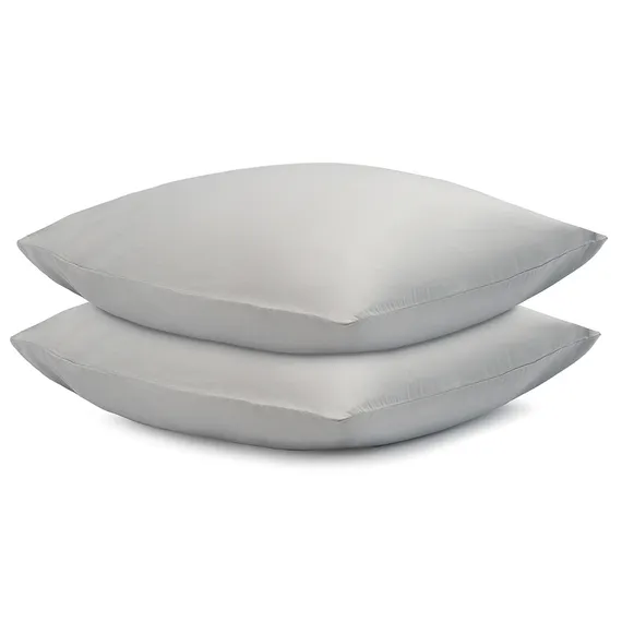 Набор из двух наволочек  из умягченного сатина серого цвета Essential 70х70 см