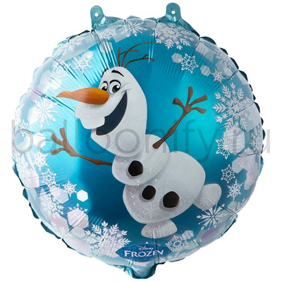 Фольгированная фигура, круг, Снеговик Олаф,18"/46СМ