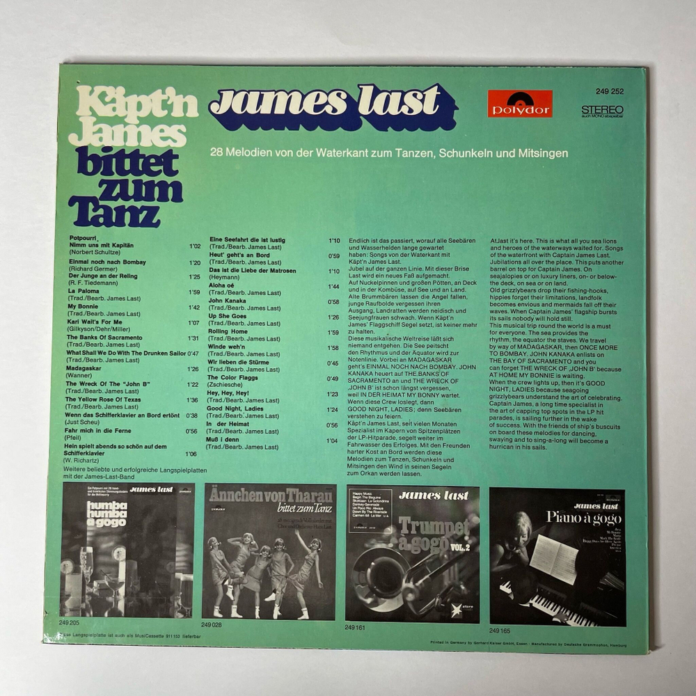 Винтажная виниловая пластинка LP James Last Джеймс Ласт Kapt'n James Bittet Zum Tanz (Германия 1975)