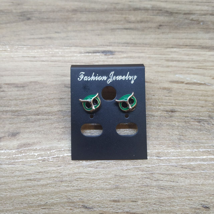 Серьги Small Совушка эмаль цветная цвет зеленый металл золотистый