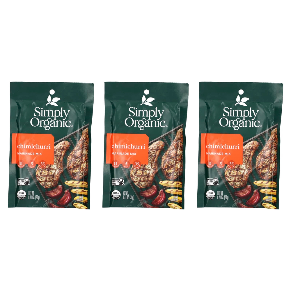 Simply Organic, смесь маринадов для чимичурри, 3 пакетика по 20 г (0,71 унции)