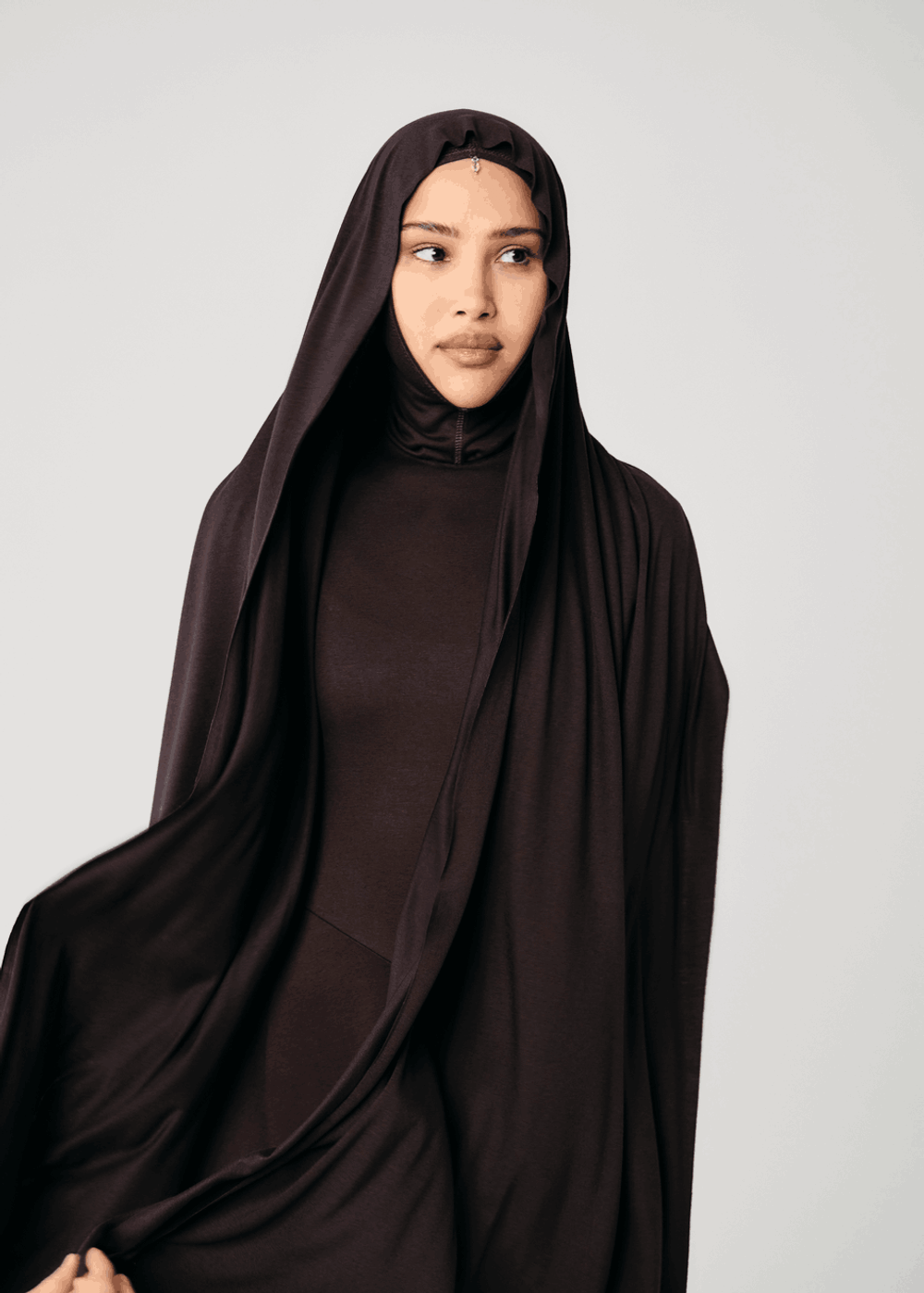 Балаклава с бусиной коричневая