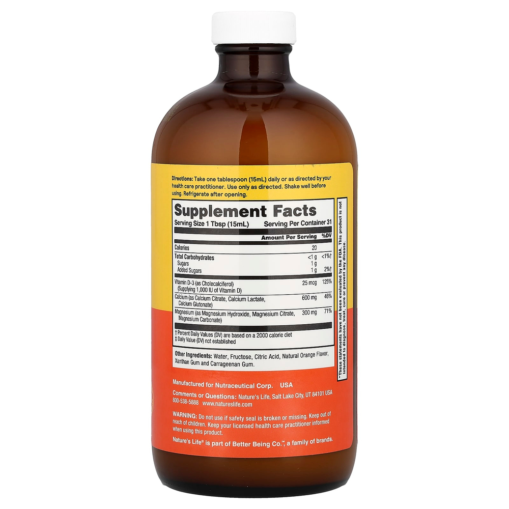 Nature's Life, Кальций и магний, натуральный апельсин, 474 мл (16 жидк. унц.)