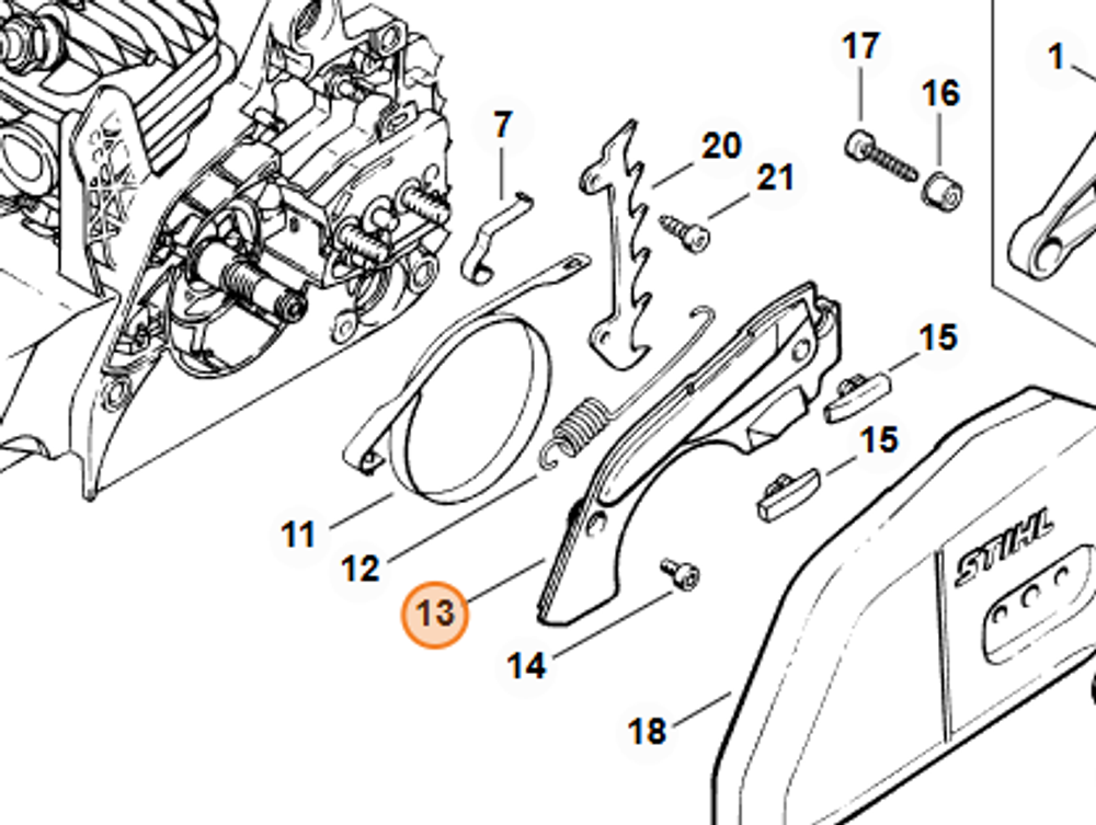Крышка для бензопилы STIHL MS 210, 230, 250. арт.PJ25043 FARMERTEC (STIHL 1123 021 1100)