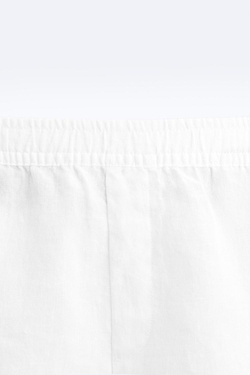 ZARA ШОРТЫ ИЗ 100% ЛЬНА, ЖЕЛТОВАТО-БЕЛЫЙ