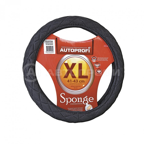 Оплетка руля XL 41-42 см алькантара стеганая черная (AUTOPROFI)