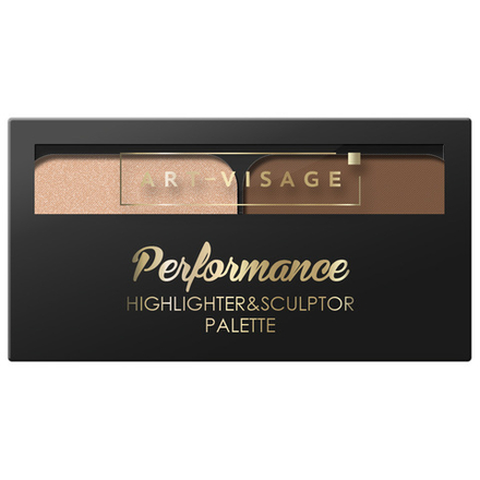 Art-Visage Палетка компактных хайлайтера и скульптора Performance, тон №02, 20 гр
