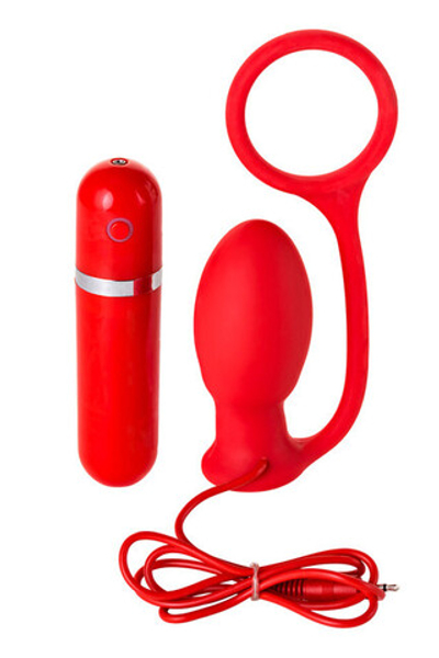 Стимулятор простаты с эрекционным кольцом Sens Ass (10 режимов) (Цвет: красный)