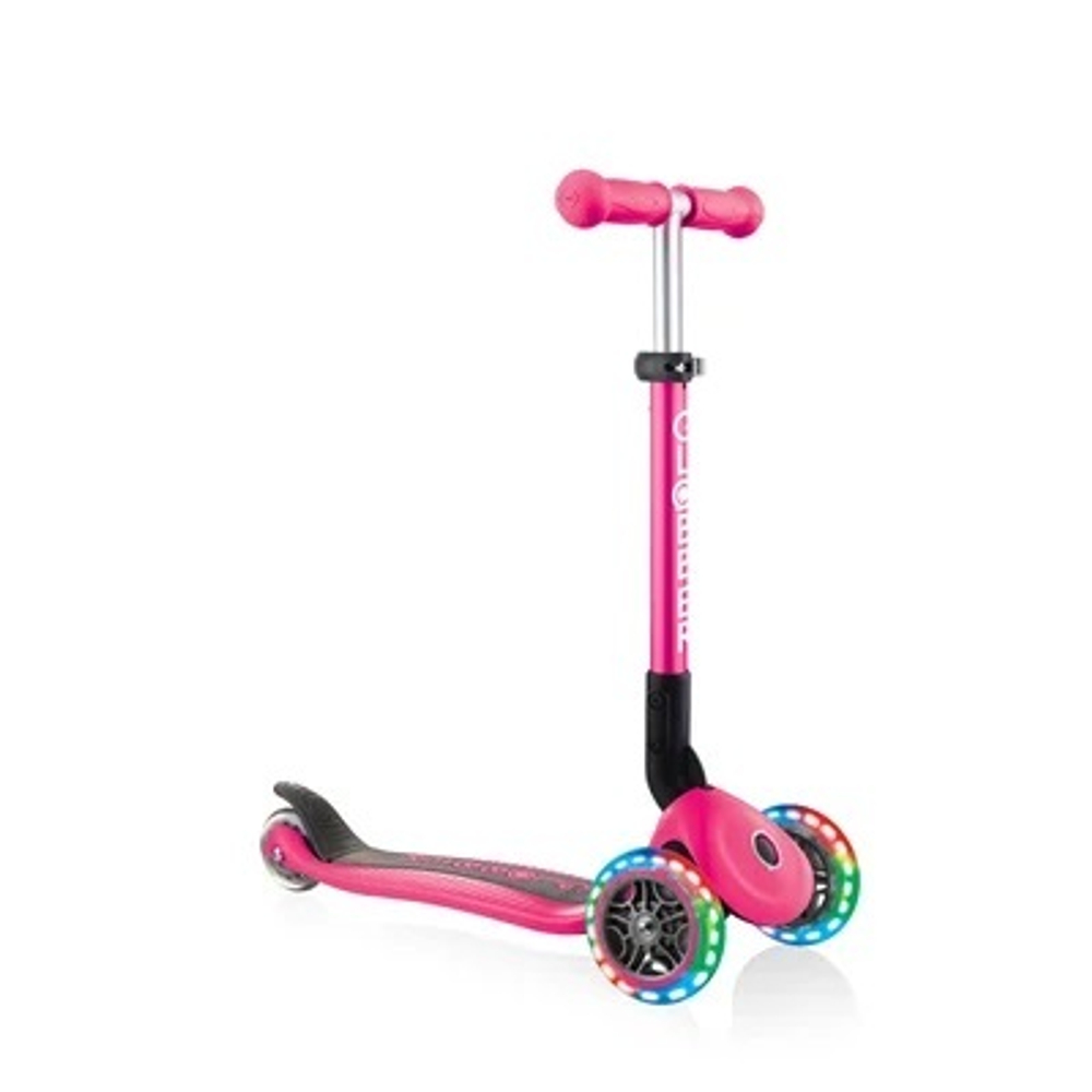 Самокат Globber Junior Foldable Lights розовый