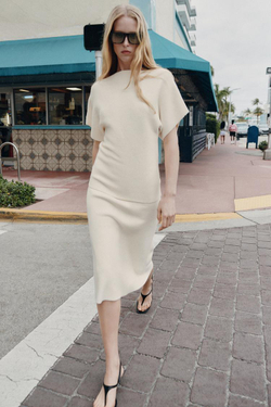 ZARA СВИТЕР С ШИРОКИМИ РУКАВАМИ, ЭКРЮ