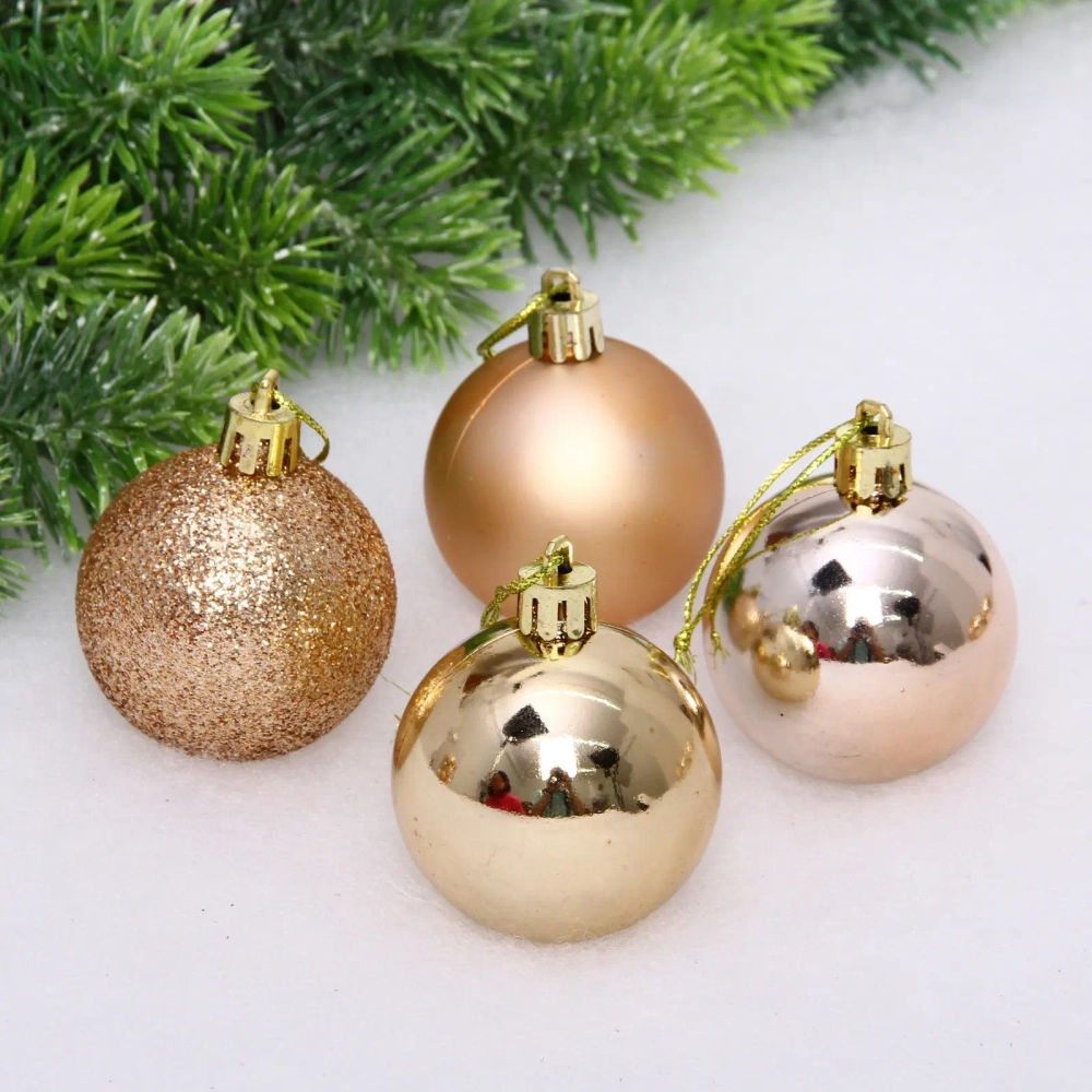 Новогодние шары 5 см (набор 24 шт) «Микс фактур», шампань