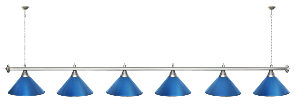 Лампа STARTBILLIARDS 6 пл. (плафоны зеленые,штанга зеленая,фурнитура золото)