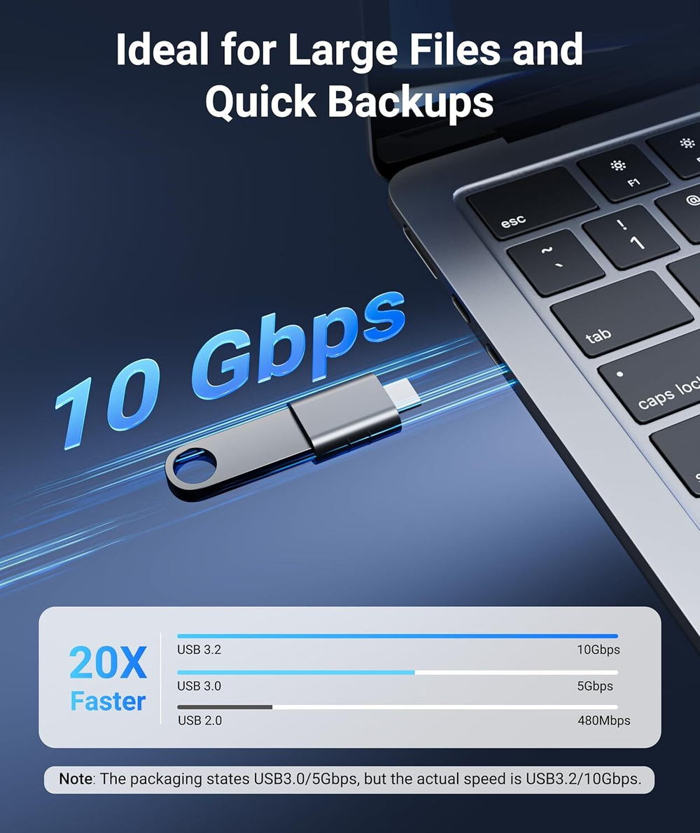 Syntech USB-C к USB 3.0 адаптер (2 шт., Space Grey) Переходник для подключения USB-A устройств к Thunderbolt 4/3 и USB-C портам