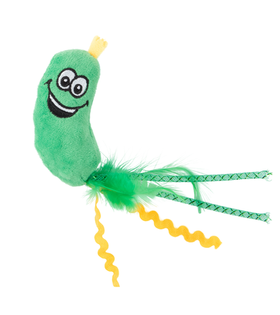 Mr.Kranch Игрушка для кошек Огурчик плюшевая с кошачьей мятой и перышками 17 см зеленая (34002)