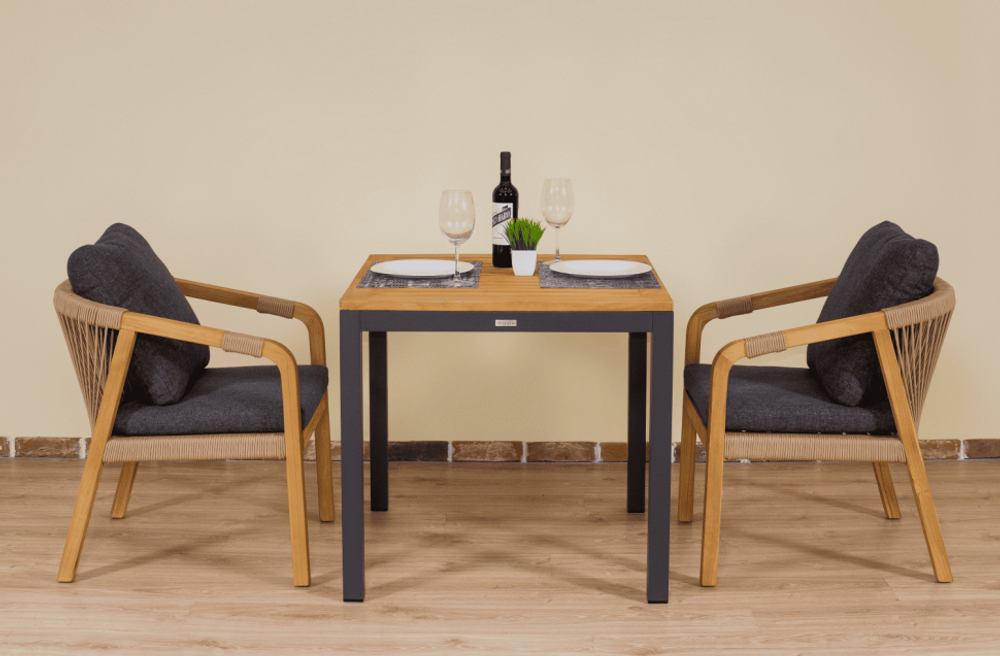 Стол обеденный Ideal Patio ТЕЛЛА алюминий, тик 80x80 см (4 ножки) резервный дубль