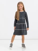 Платье для девочки 392 серый-белый