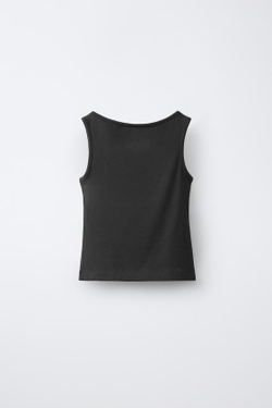 ZARA ОДНОТОННЫЙ ТОП ИЗ МОДАЛА, АНТРАЦИТОВО-СЕРЫЙ