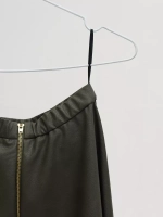 Юбка кожаная миди трапеция