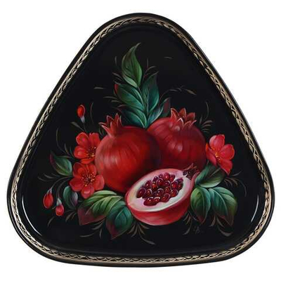 Жостовский поднос декоративный, размер 29х29 см (A8), металлический