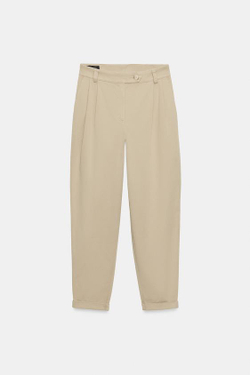 ZARA БРЮКИ ЧИНОС С ОТВОРОТАМИ, СВЕТЛЫЙ ЖЕЛТО-КОРИЧНЕВЫЙ