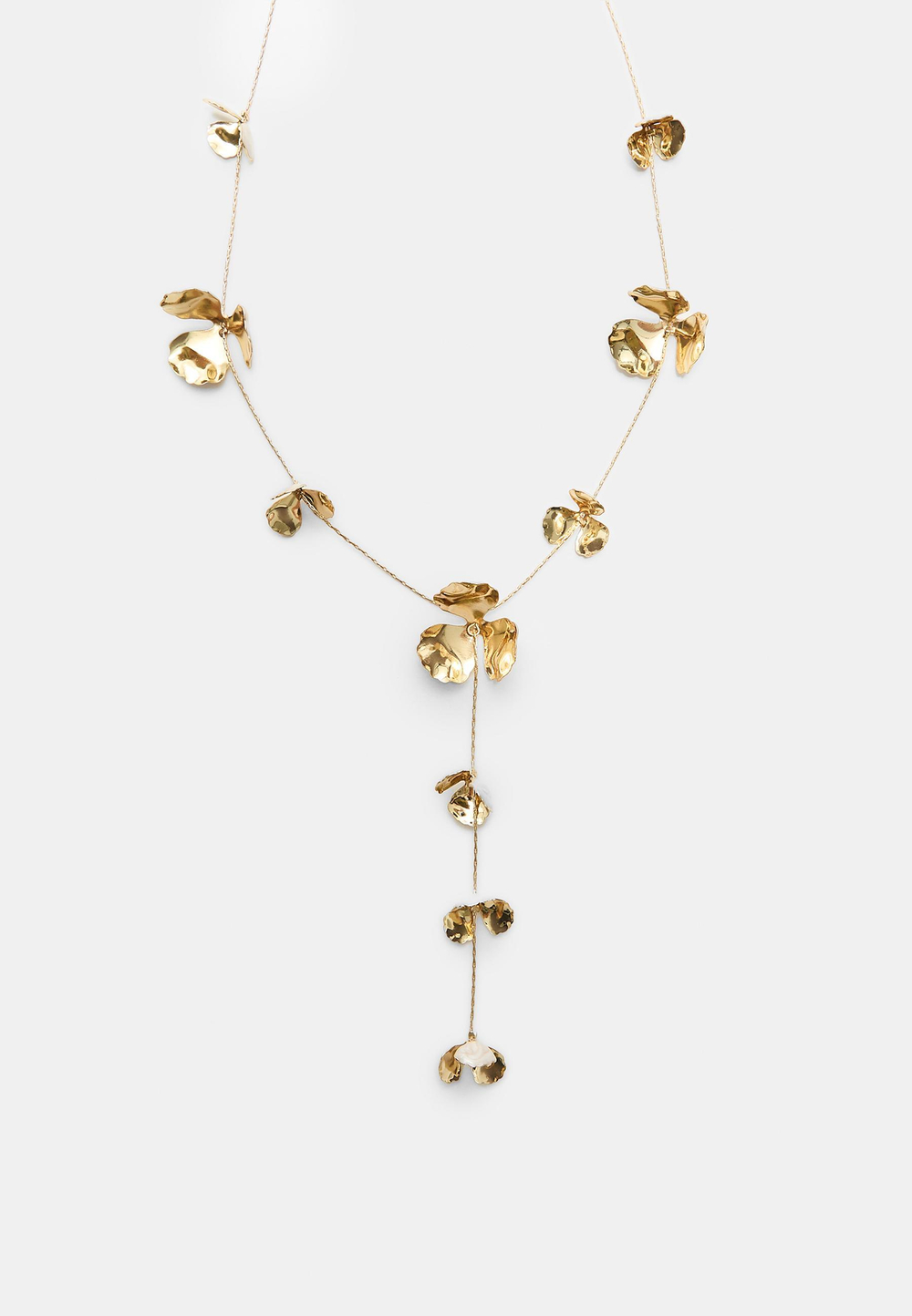 STRADIVARIUS Ожерелье-лариат с цветком, экрю