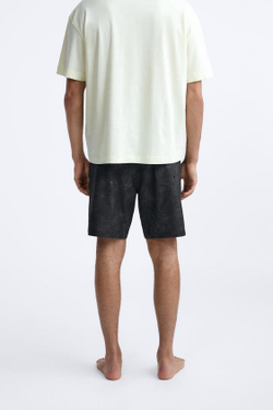 ZARA ДЛИННЫЕ ПЛАВКИ С ПРИНТОМ В ВИДЕ БРЫЗГ, ЧЕРНЫЙ