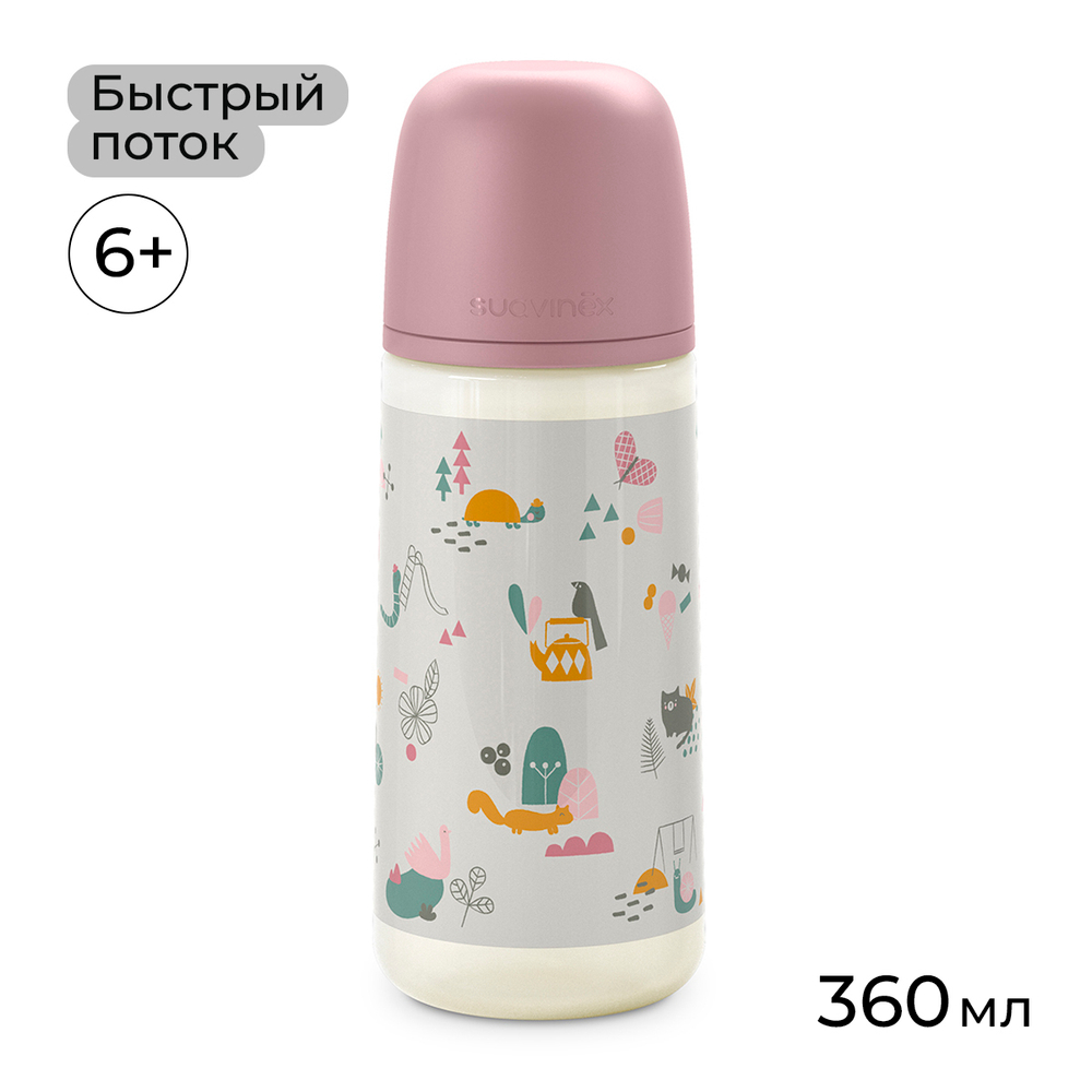 Бутылочка-поильник Suavinex Walk 360 мл розовый, 6 мес+