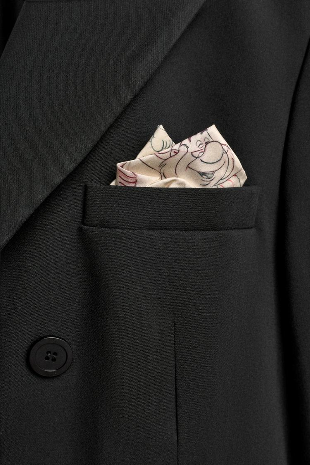 ZARA HARRY LAMBERT X DISNEY УДЛИНЕННЫЙ ДВУБОРТНЫЙ БЛЕЙЗЕР, ЧЕРНЫЙ