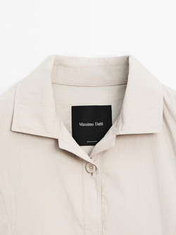 Massimo Dutti Бомбер со швами и сборкой, экрю